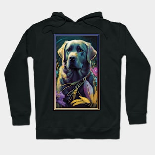 Labrador Retriever Dog Vibrant Tropical Flower Tall Digital Oil Painting Portrait 4 Hoodie